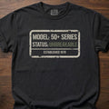 50+ Unbreakable T-Shirt with model series badge design for longevity fitness apparel – Black
