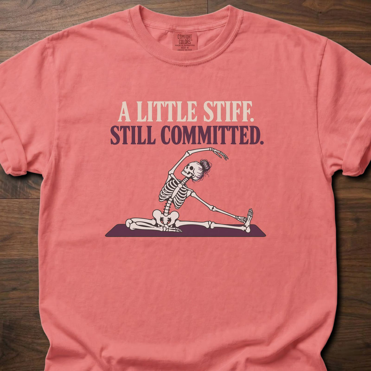 A Little Stiff funny gym shirt with retro bold type and illustrated fitness graphic – Watermelon