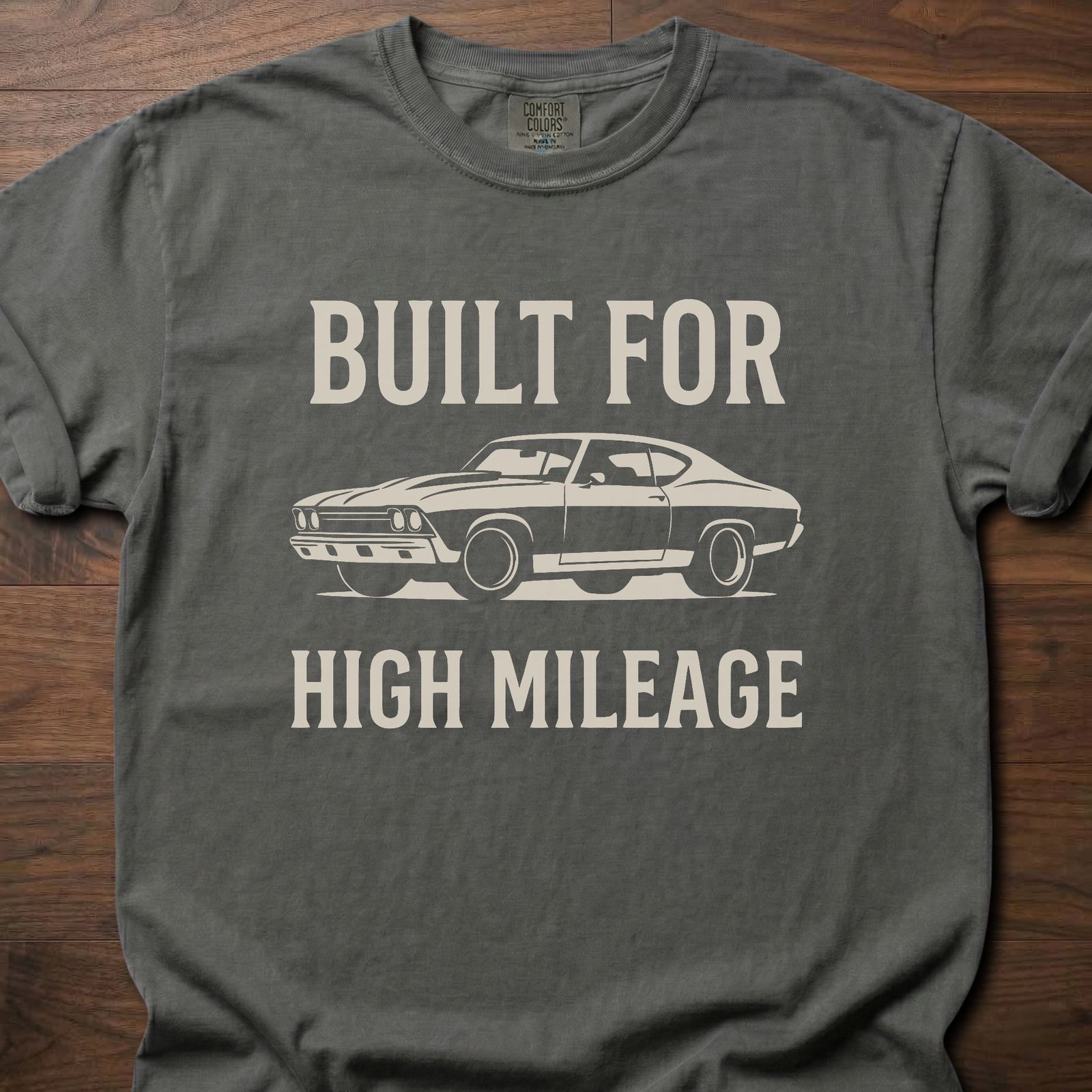 Built For High Mileage strength training clothing featuring classic muscle car graphic – Pepper