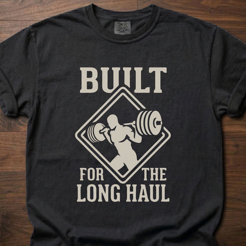 Built For The Long Haul strength training lifestyle clothing with barbell lifter diamond logo – Black