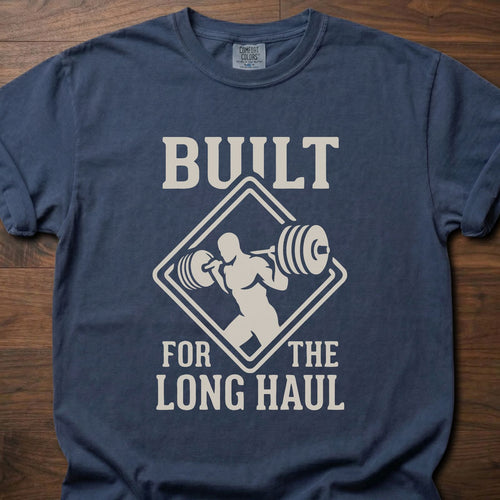Built For The Long Haul strength training lifestyle clothing with barbell lifter diamond logo – Navy