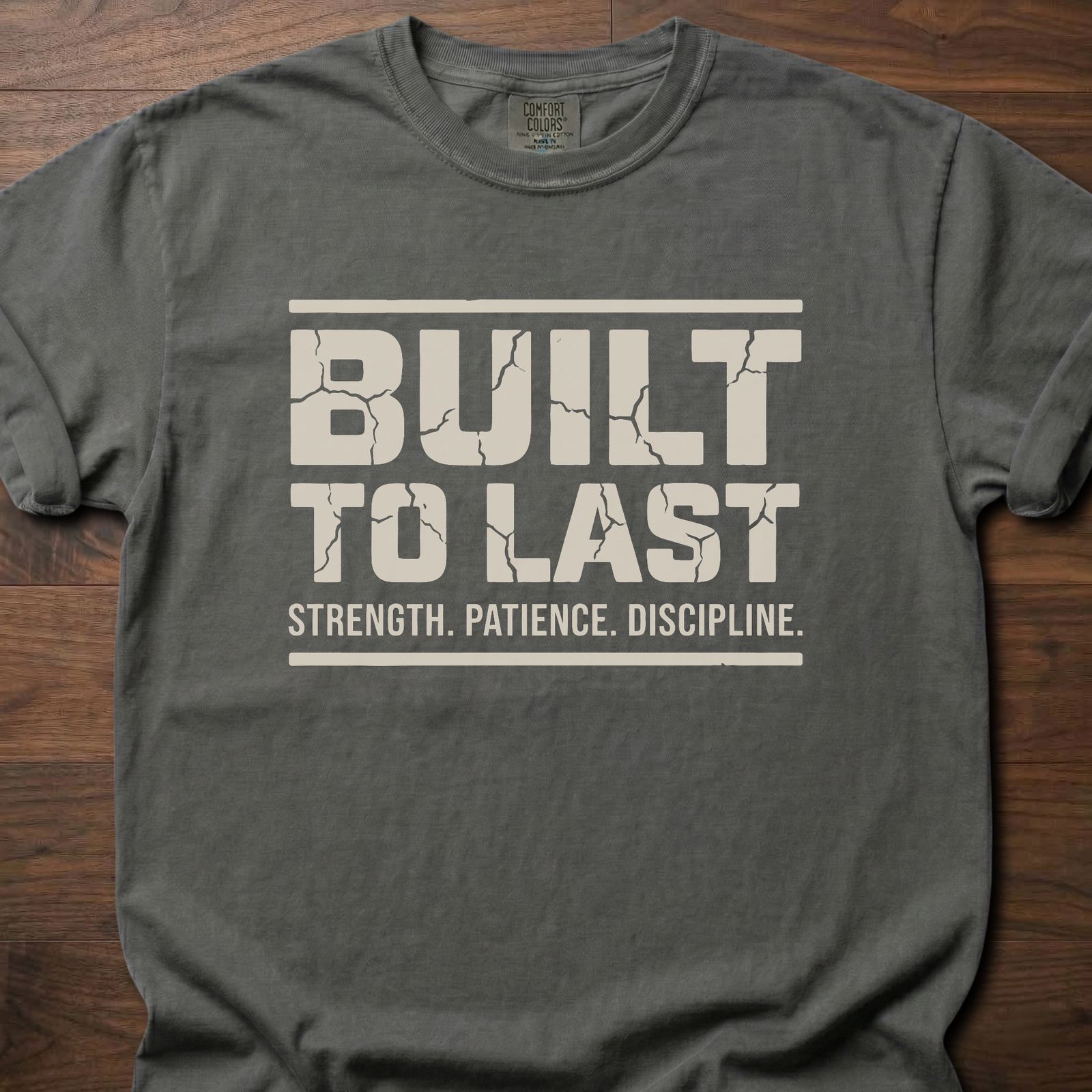 Built To Last strength training lifestyle clothing with bold text and motivational message – Pepper