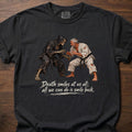 Death Smiles fitness lifestyle apparel with dramatic vintage martial arts graphic – Black
