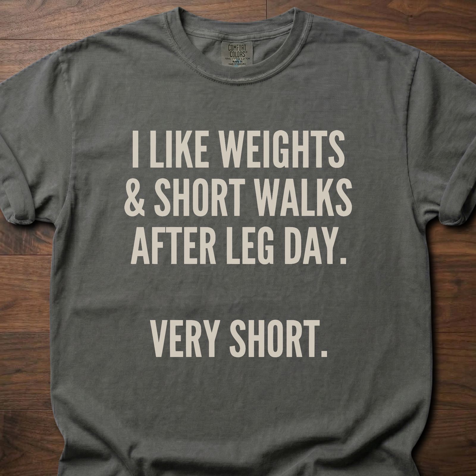 I Like Weights strength training lifestyle clothing with humorous leg day recovery text – Pepper