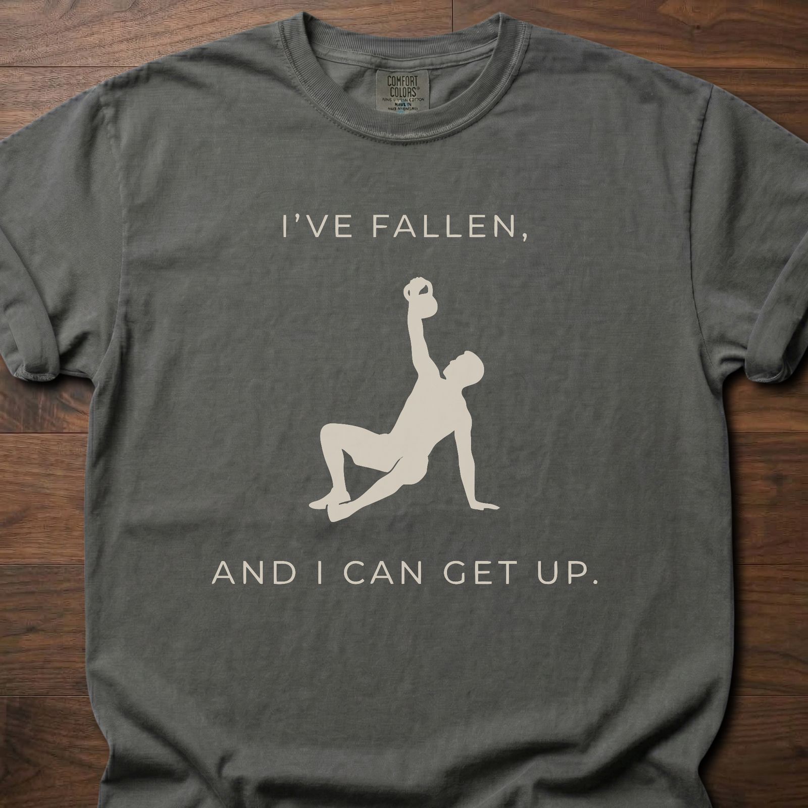 I've Fallen strength training lifestyle clothing with figure demonstrating recovery movement – Pepper
