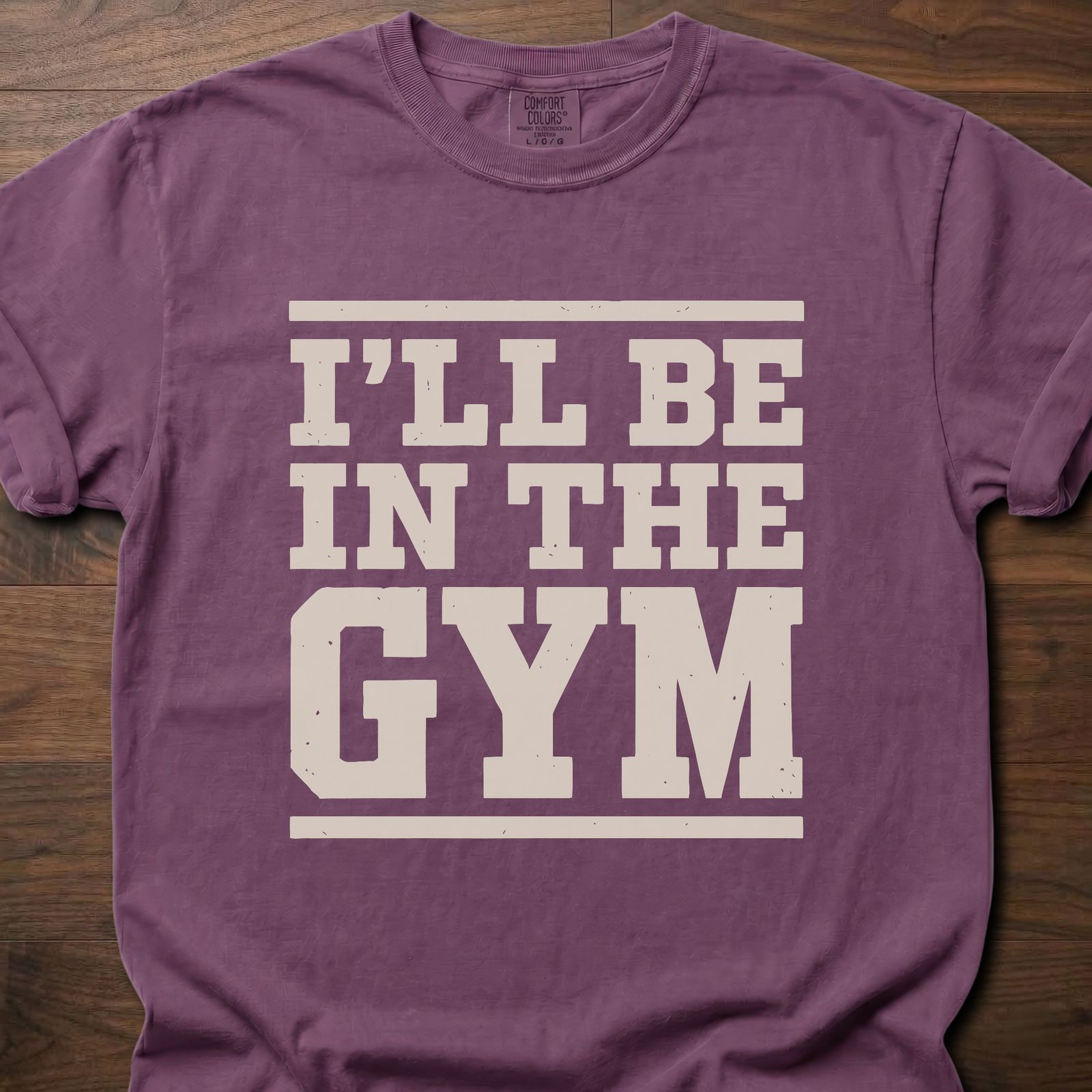 In The Gym strength training t-shirt with bold block lettering reading I'll Be In The Gym – Berry