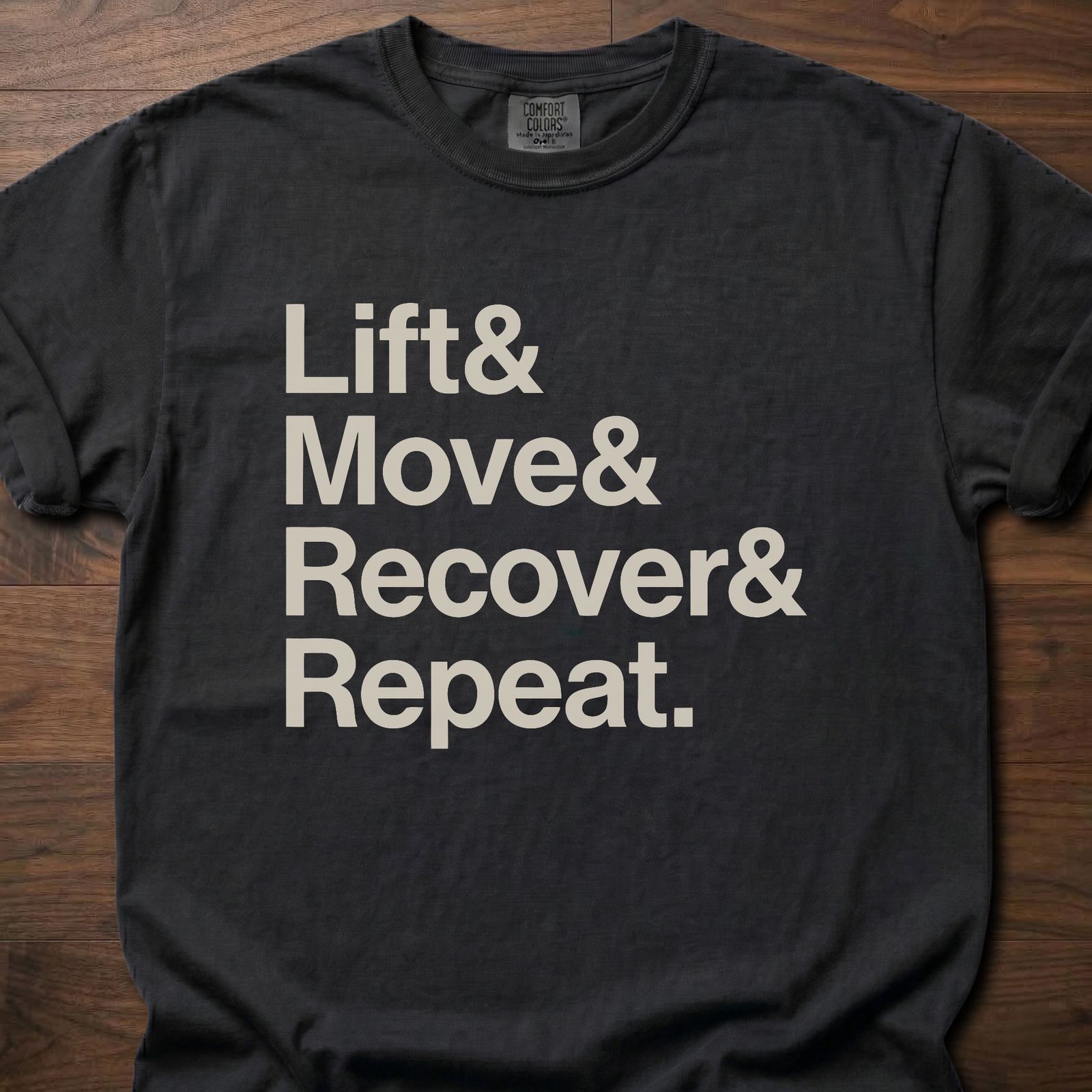 Lift And Move And T-Shirt featuring bold typography design for fitness lifestyle t shirts – Black