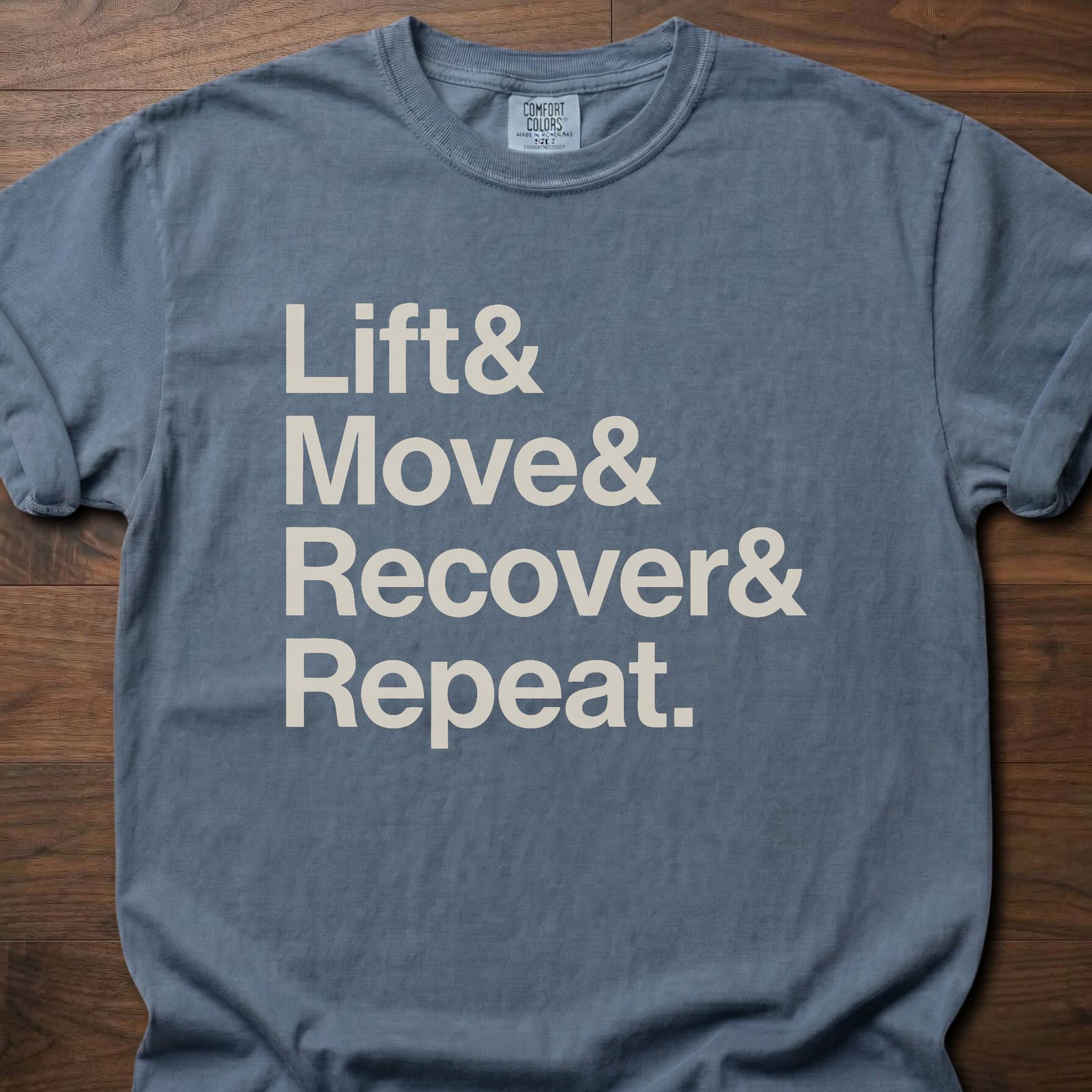Lift And Move And T-Shirt featuring bold typography design for fitness lifestyle t shirts – Blue Jean