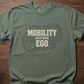 Mobility Before Ego fitness lifestyle apparel with flowing wave pattern design – Moss