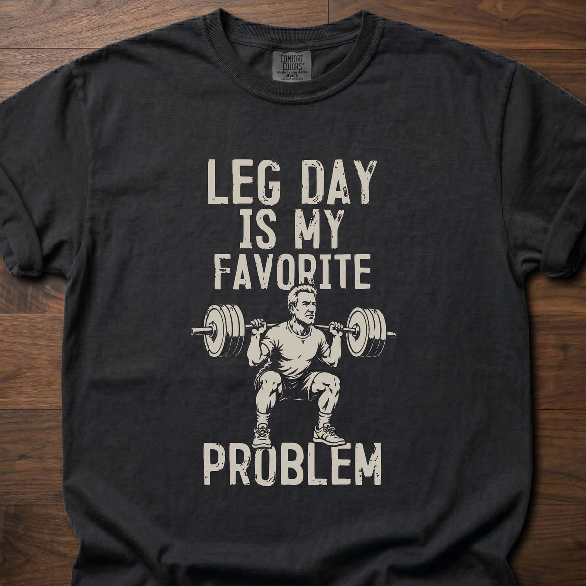 My Favorite Problem funny weightlifting shirt with distressed bold typographic graphic – Black