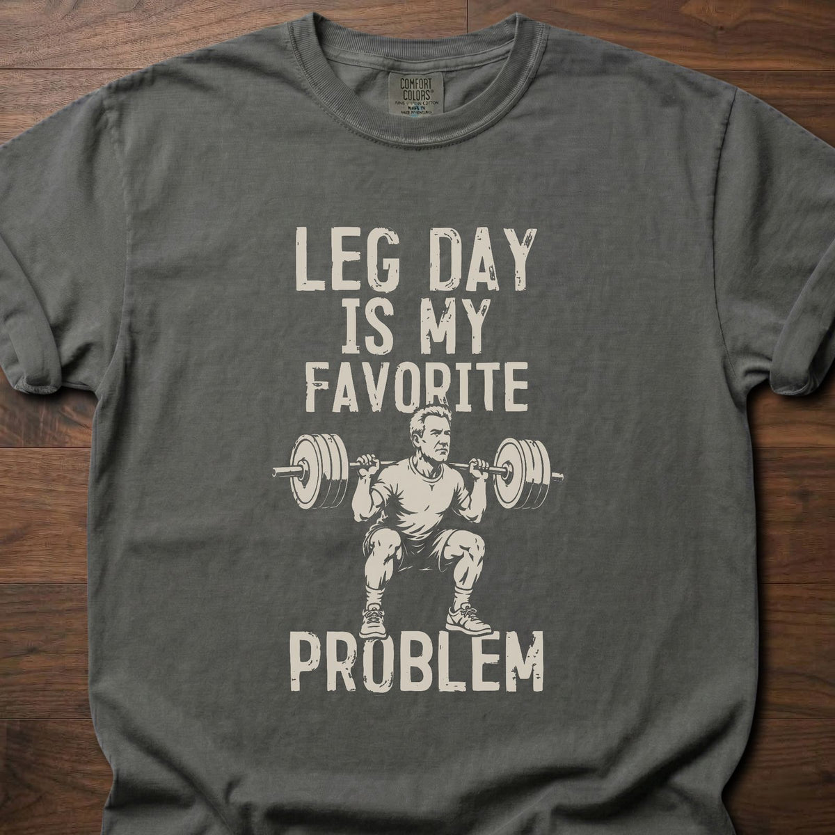 My Favorite Problem funny weightlifting shirt with distressed bold typographic graphic – Pepper