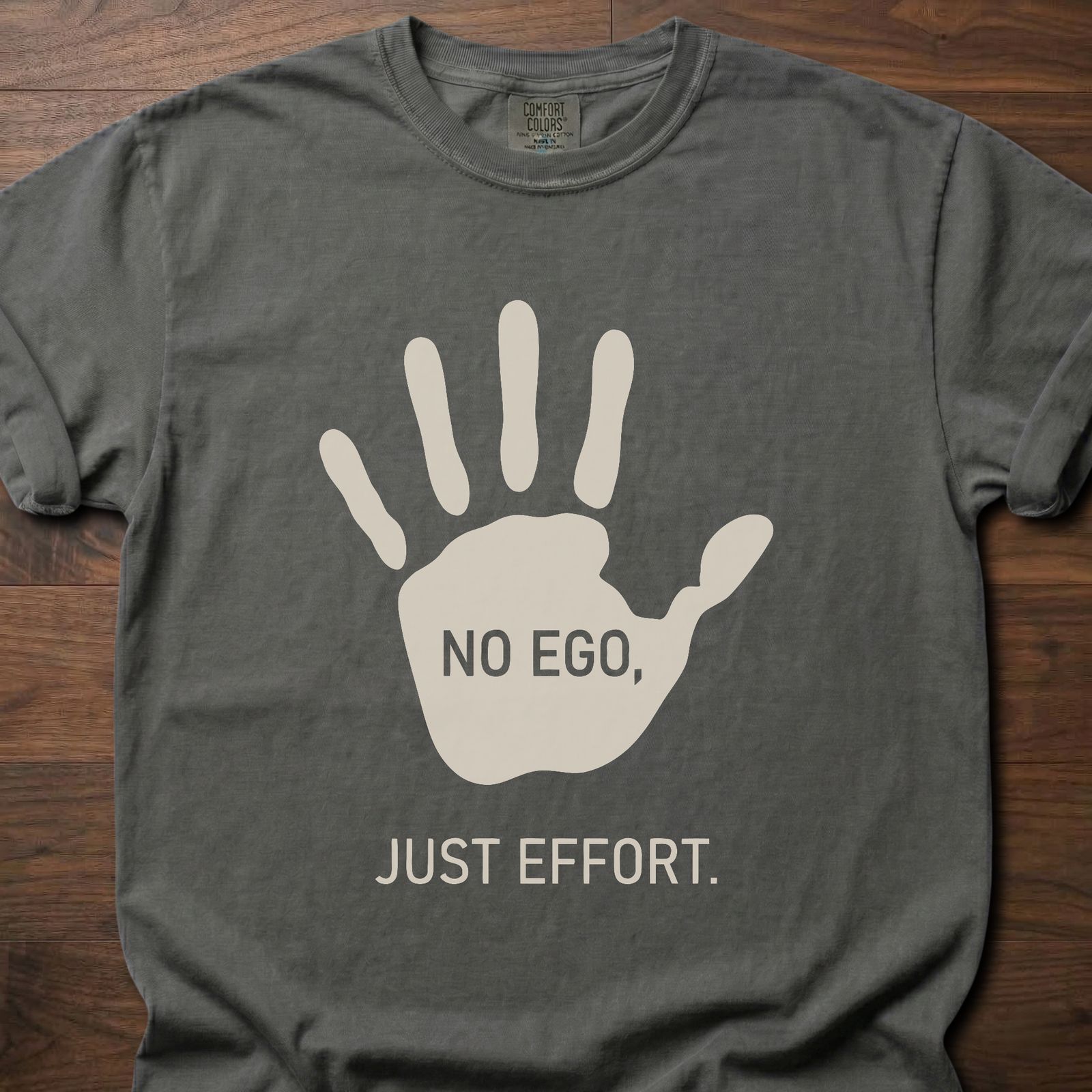 No Ego Just Effort strength training clothing featuring hand print with motivational message – Pepper