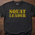 Squat Leader strength training t-shirt with bold stencil lettering design – Black