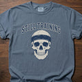 Still Training Skull fitness lifestyle t shirt featuring skull with headband graphic – Blue Jean