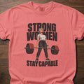 Strong Women strength training t-shirt with bold vintage-style illustrated graphic – Watermelon