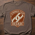 Stronger Every Decade strength training lifestyle clothing with shield emblem and diagonal stripe design – Espresso