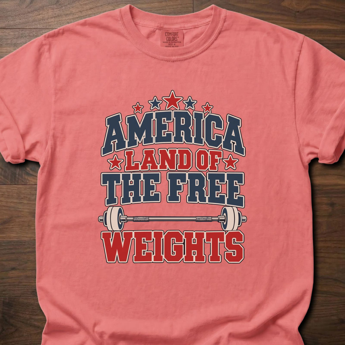 The Free Weights funny gym shirt with bold vintage collegiate-style block graphic – Watermelon