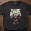 Weights Because strength training lifestyle clothing with no-treadmill graphic and bold slogan – Black