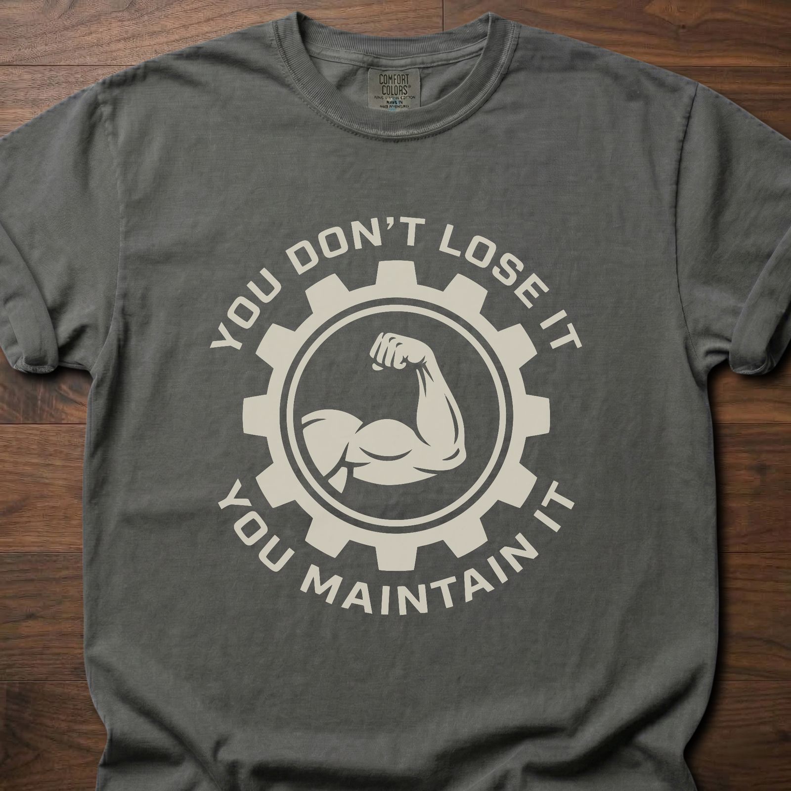 You Don't Lose It longevity fitness apparel with gear and muscle arm design – Pepper